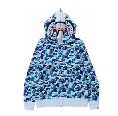BAPE Big ABC Camo Shark Wide Full Zip Double Hoodie Blue