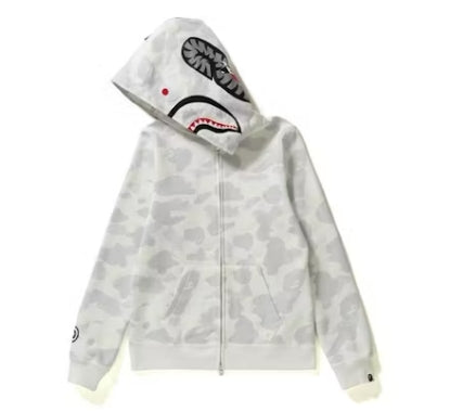 BAPE City Camo Shark Full Zip Hoodie White