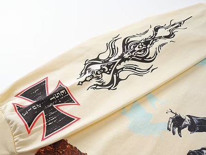 Godspeed Desert Rebel Graphic Long-Sleeve Tee – Sand | Unisex Y2K Oversized Cotton Tee