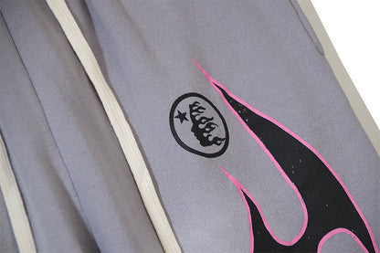 Hellstar Grey Pink Future Flame Sweatpants
