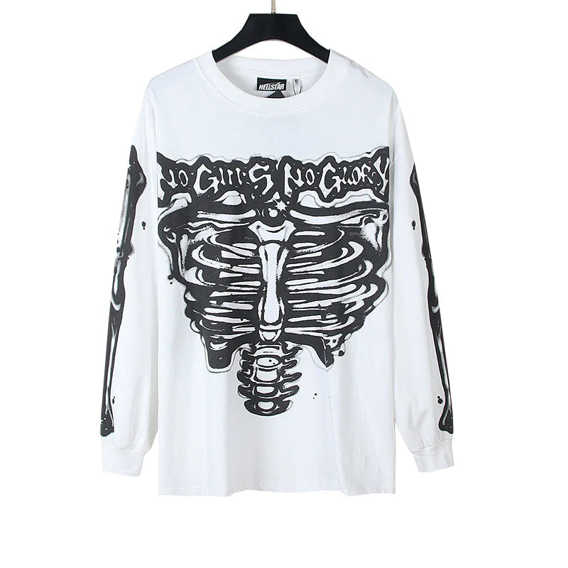HELLSTAR Airbrushed Bones Graphic Long Sleeve Tee