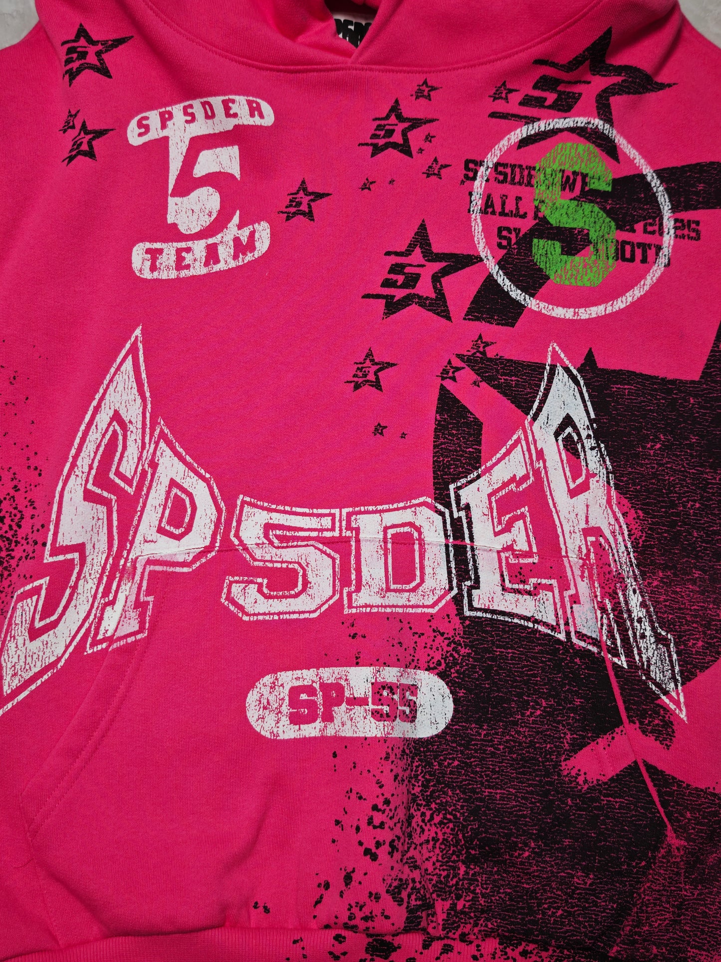 SP5DER Stencil Hoodie Pink