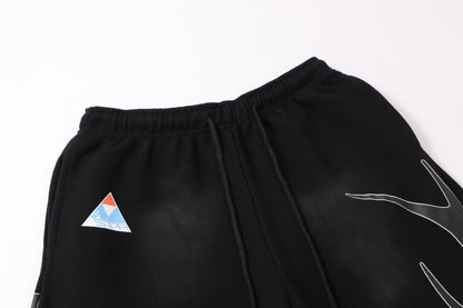 Hellstar Graphic Print Washed Black Sweatpants