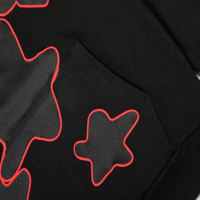 Sp5der Beluga Outline Hoodie Black | Unisex Y2K Oversized Graphic Sweatshirt