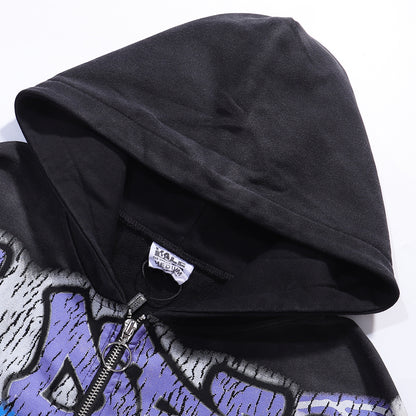 Vale Forever La Casa Purple Graphic Full Zip Hoodie Black