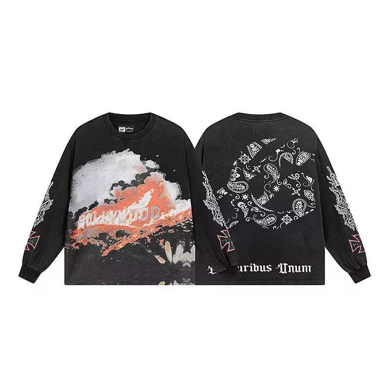 Godspeed Hollywood Burnout L/S Tee – Black | Unisex Y2K Oversized Cotton Tee