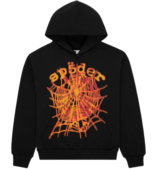 Sp5der OG Web V2 Hoodie Black | Unisex Y2K Oversized Graphic Sweatshirt
