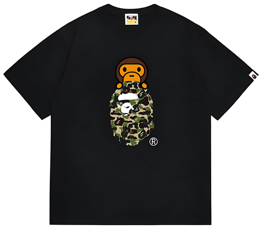 A Bathing Ape 1st Camo Milo On Ape Head Tee - Green Camo