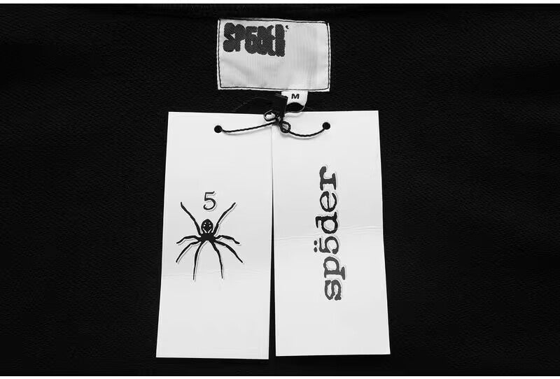 Sp5der OG Web  Phantom Zip-Up Hoodie Black | Unisex Y2K Oversized Graphic Sweatshirt