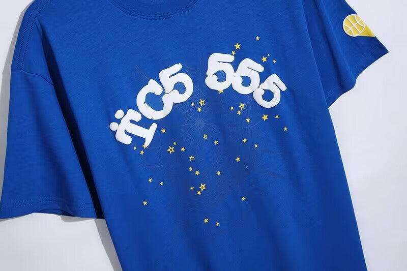 Men’s Cotton Spider Art Graphic Blue T shirt Lightweight Streetwear Design