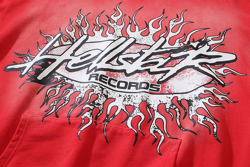 HELLSTAR- Studios Records Hoodie Washed Red