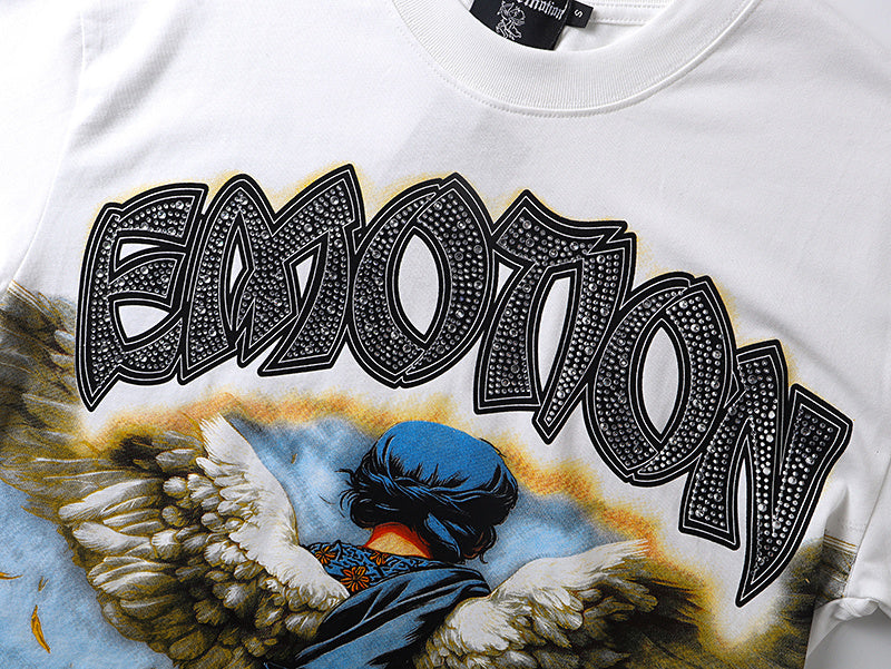 Mixed Emotion 'Arch Angel' Rhinestone Tee - White
