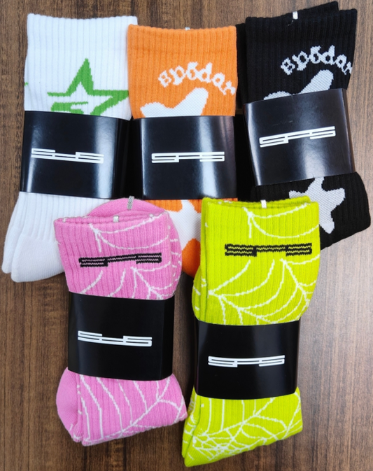 Sp5der All Over Print Star Crew Socks (Random Color)