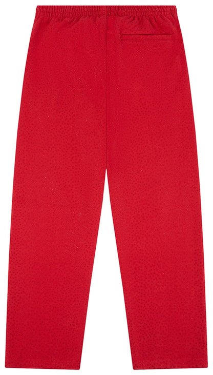 Sp5der Worldwide Red Sweats VVS Rhinestones | Unisex Y2K Oversized Joggers