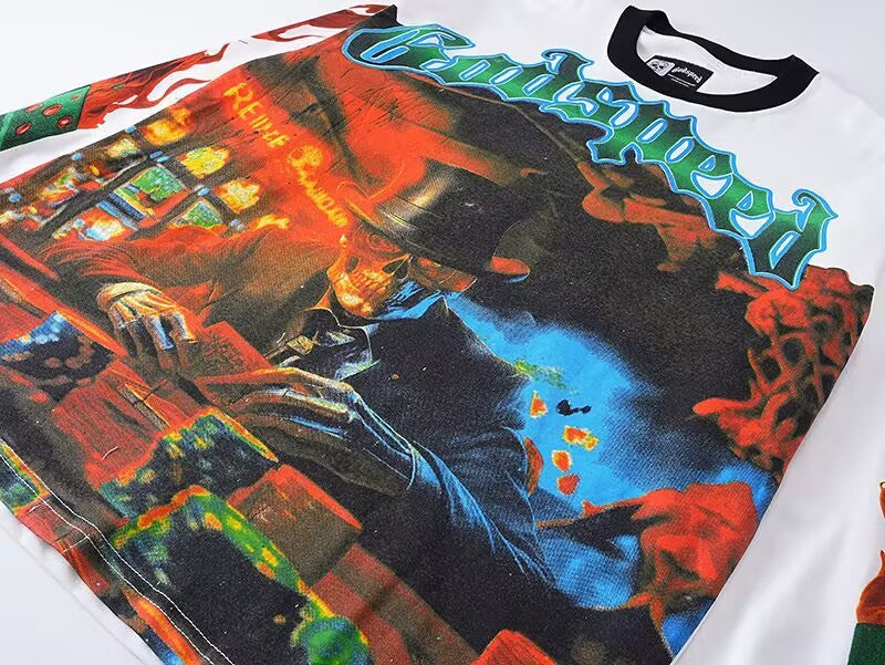 Godspeed Casino Scene Graphic Long-Sleeve Tee – Black | Unisex Y2K Oversized Cotton Tee
