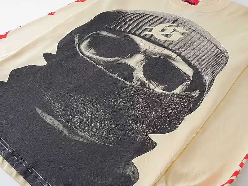 Godspeed Balaclava Skull Graphic Long-Sleeve Tee – Black | Unisex Y2K Oversized Cotton Tee
