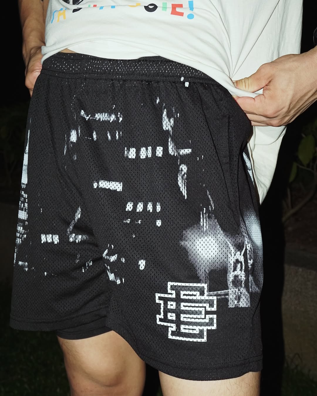 Eric Emanuel EE Baggy Shorts – Men's Black Mesh Basketball Shorts with Signature 'EE' Logo