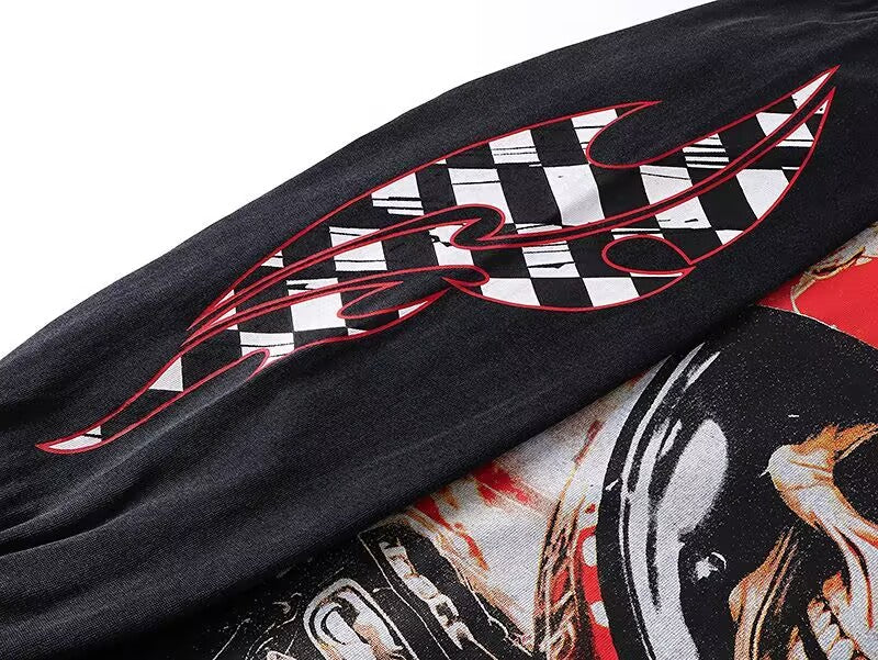 Godspeed Racing Skeleton Black L/S Tee – Black | Unisex Y2K Oversized Cotton Tee