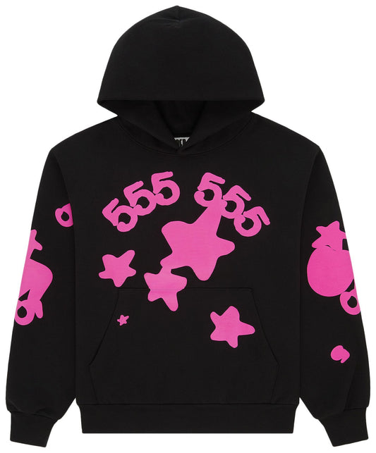 Sp5der Beluga Angel Number Hoodie Black | Unisex Y2K Oversized Angel-Number Graphic Hoodie