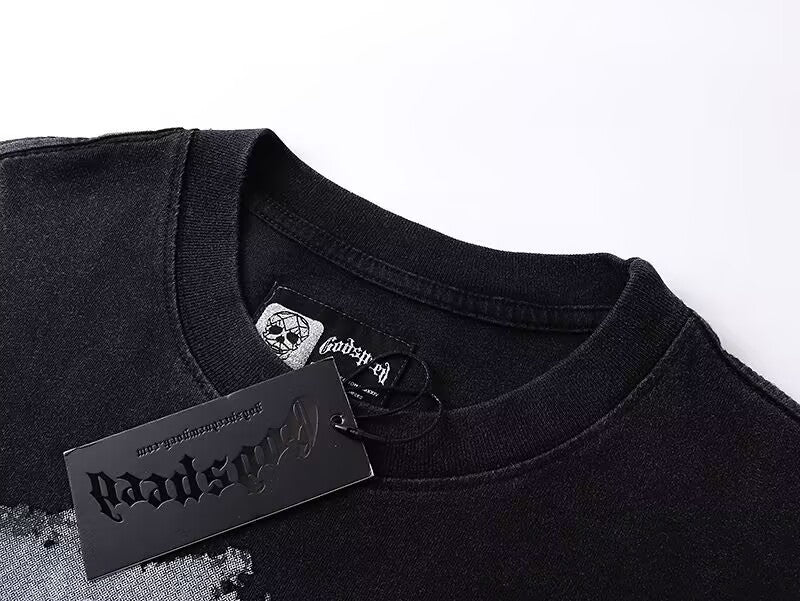 Godspeed Hollywood Burnout L/S Tee – Black | Unisex Y2K Oversized Cotton Tee