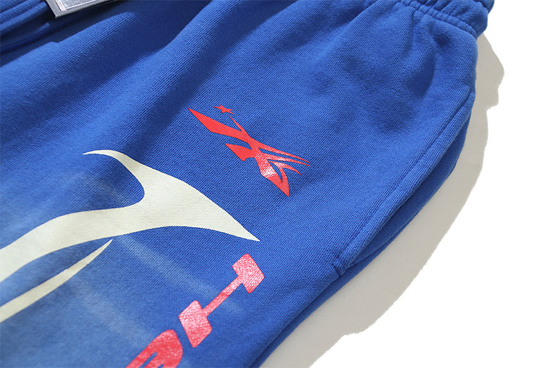 Hellstar Tribal Flame Graphic Print Sweatpants Blue