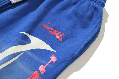 Hellstar Tribal Flame Graphic Print Sweatpants Blue
