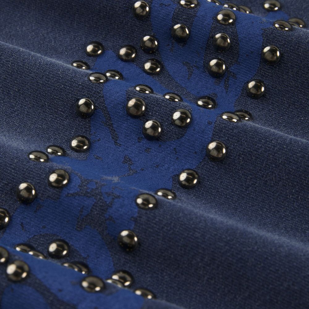 Sp5der Punk V3 Studded Hoodie Dark Blue | Unisex Y2K Oversized Studded Graphic Hoodie