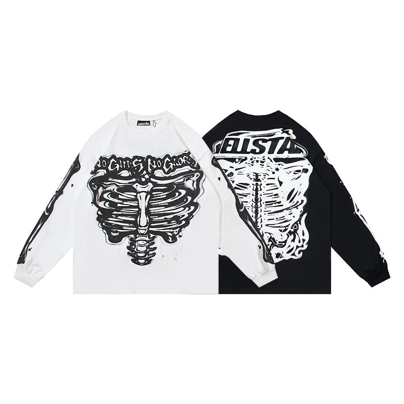 HELLSTAR Airbrushed Bones Graphic Long Sleeve Tee