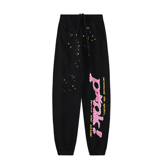 Sp5der Men’s Black Sweatpants Pants, Streetwear Style Jogger Pants with Relaxed Fit