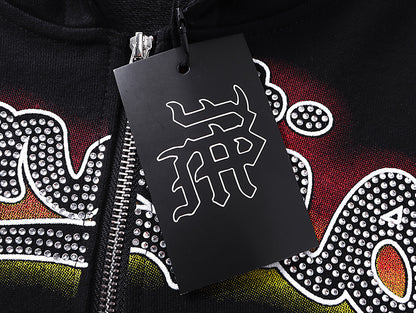 Mixed Emotion "Angel" Rhinestone Zip-Up Hoodie