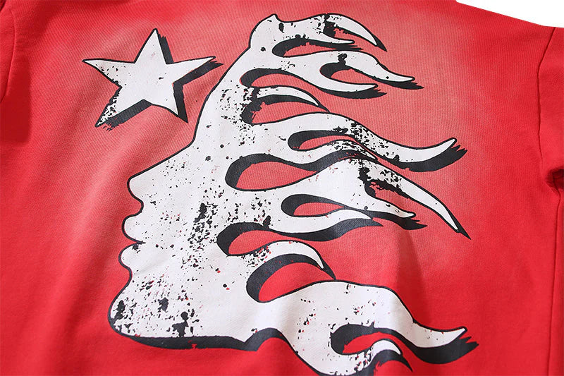 HELLSTAR- Studios Records Hoodie Washed Red