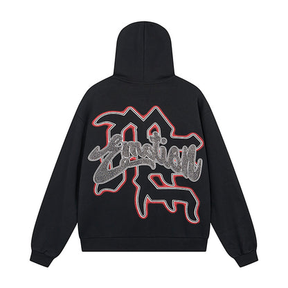 Mixed Emotion "Angel" Rhinestone Zip-Up Hoodie