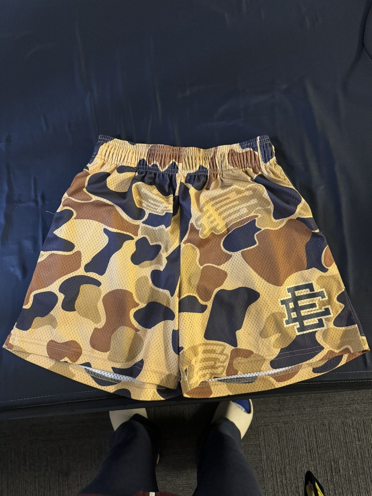 Eric Emanuel EE Black Mesh Basketball Shorts – Stylish Men’s Baggy Shorts with Graphic Camo Design