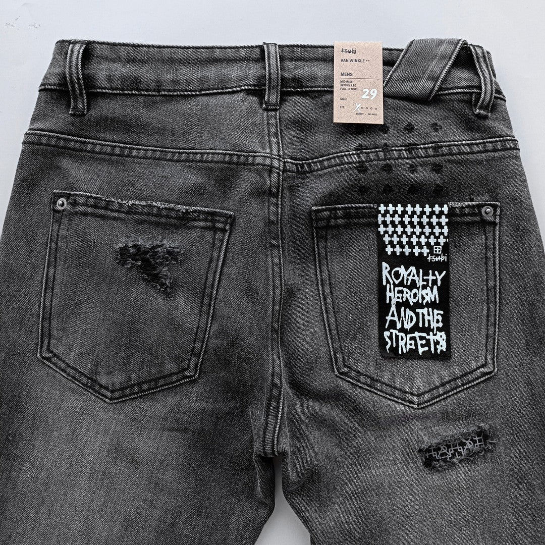 Ksubi Chitch Slim Men's Distressed Washed Grey Jeans