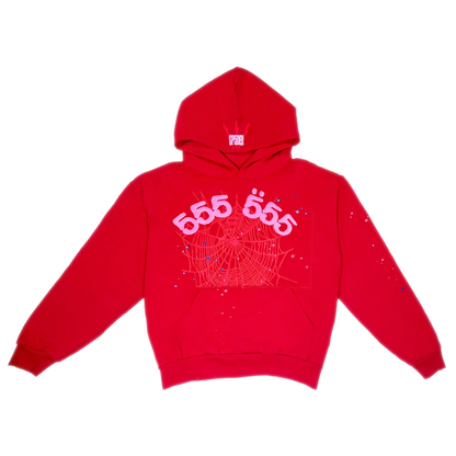 Sp5der Worldwide Red Angel Number 555 Hoodie