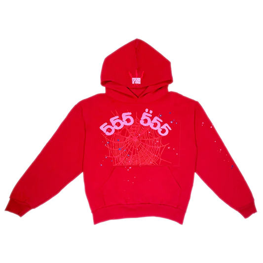 Sp5der Worldwide Red Angel Number 555 Hoodie