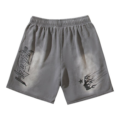 Hellstar Yoga Flame Outline Sweat Shorts Grey
