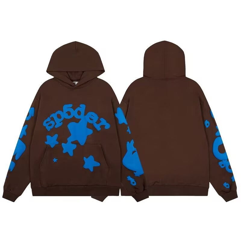 SP5DER Beluga V2 Hoodie Brown | Unisex Y2K Oversized Graphic Sweatshirt