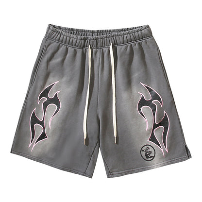 Hellstar Yoga Flame Outline Sweat Shorts Grey