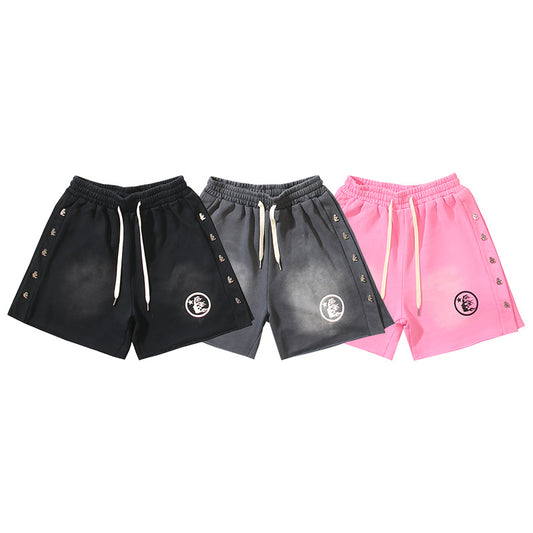 Hellstar Side Stripe Circular Logo Snap Shorts