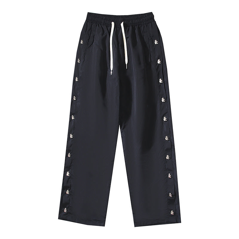 Hellstar Nylon Snap Button Track Pants Black