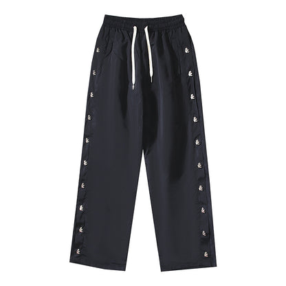 Hellstar Nylon Snap Button Track Pants Black