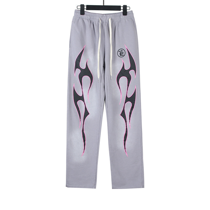 Hellstar Grey Pink Future Flame Sweatpants