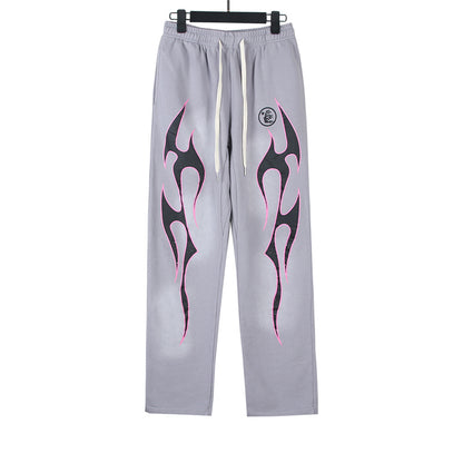 Hellstar Grey Pink Future Flame Sweatpants