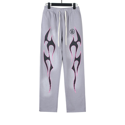 Hellstar Grey Pink Future Flame Sweatpants