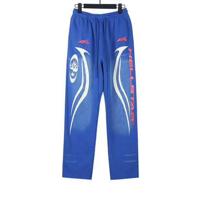 Hellstar Tribal Flame Graphic Print Sweatpants Blue