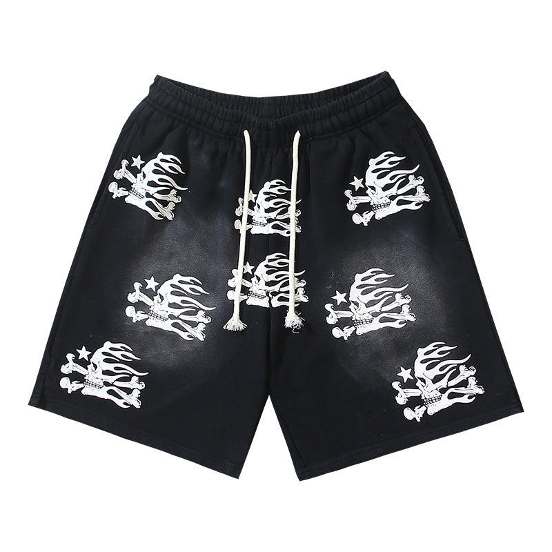 Hellstar Skull Shorts - Vintage Washed Black Sweat Shorts