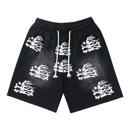 Hellstar Skull Shorts - Vintage Washed Black Sweat Shorts