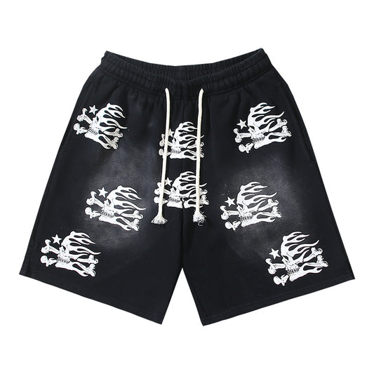 Hellstar Skull Shorts - Vintage Washed Black Sweat Shorts