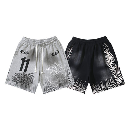 Hellstar Om Flame Number 11 Fleece Shorts